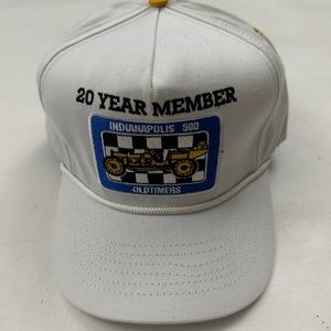 Vintage 20 Year Member Indianapolis 500 Oldtimers White Snapback Hat One Size